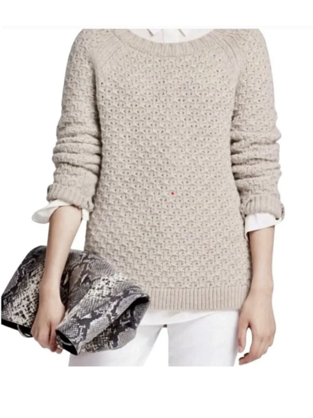 Banana Republic Italian Yarn Star Stitch Sweater Wool Alpaca Blend Sz M